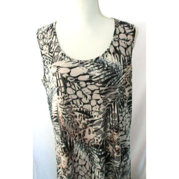 Attitudes By Renee Women's Petite Blue Leaf Print Sleeveless Maxi Dress Size XLP - Picture 2 of 11